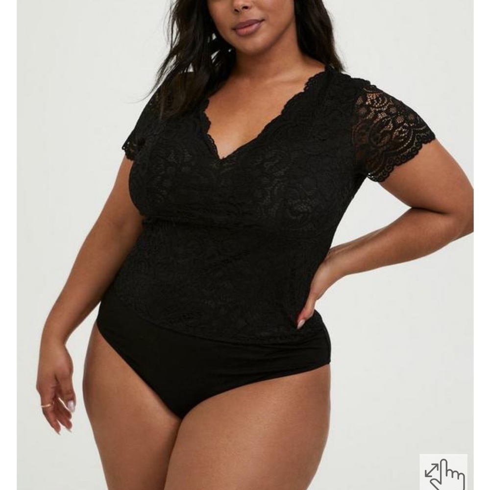 torrid Black Lace V-Neck Bodysuit Top